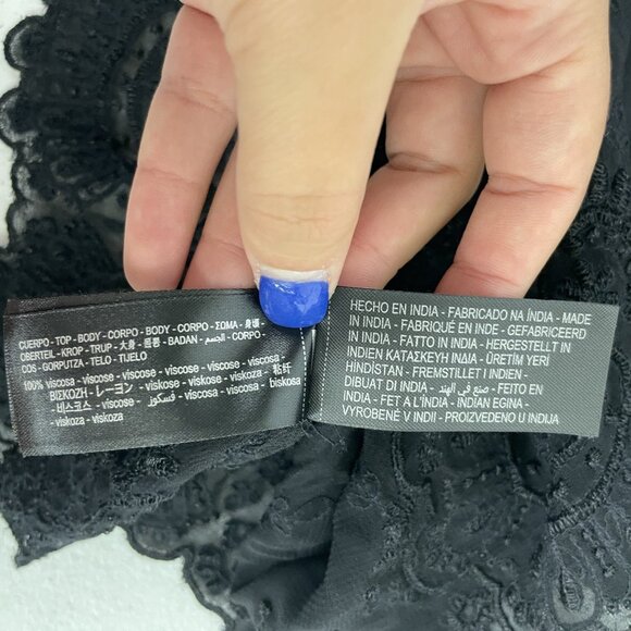 Zara Womens Camisole Top S Black Floral Embellished Beaded Sheer 6895/097 NWT - Picture 11 of 16